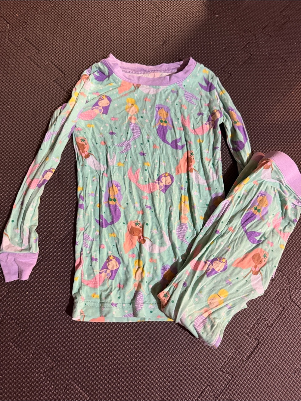 Little sleepies Mint Green Mermaid Print Pajama Set - Purple Accents